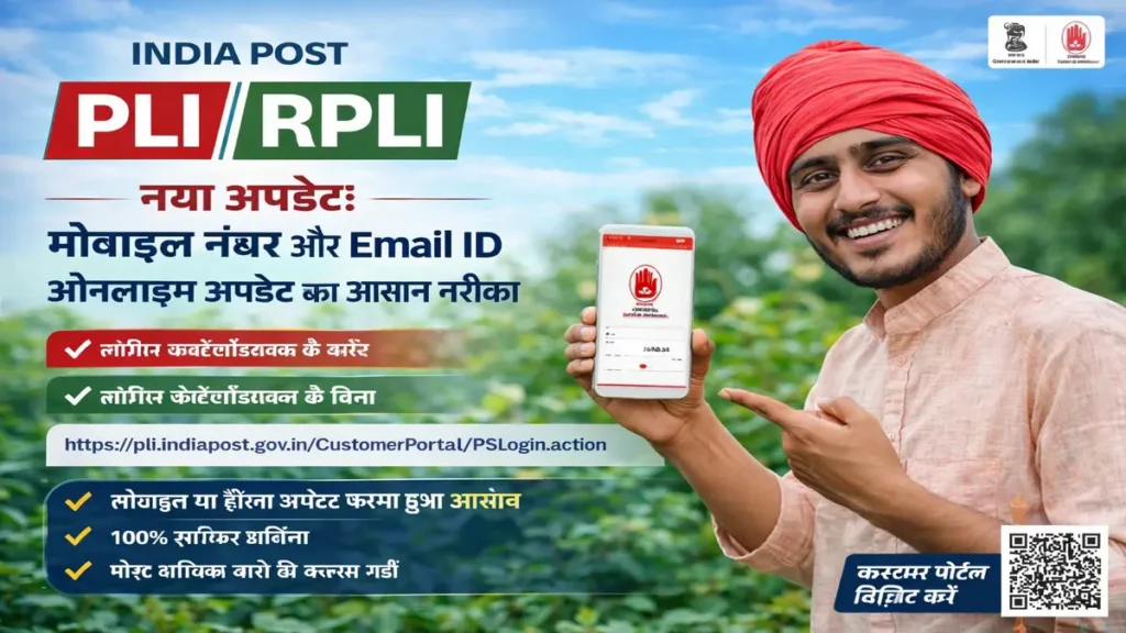 India Post PLI / RPLI New Update नया अपडेट मोबाइल नंबर और ईमेल आईडी ऑनलाइन अपडेट पोस्टर