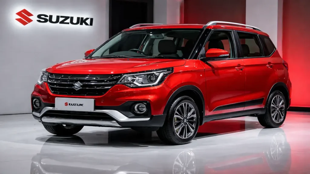 Maruti Suzuki Wagon R 2026 with glossy metallic finish, LED headlamps, chrome grille, alloy wheels, and tall-boy hatchback design in an ultra-wide HDR showroom view.